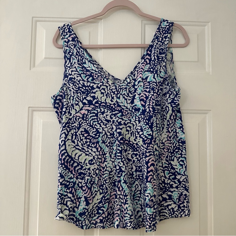 Lilly Pulitzer Gigi Tank in Blue Grotto Move it Or Lose it Size Med - Picture 6 of 7